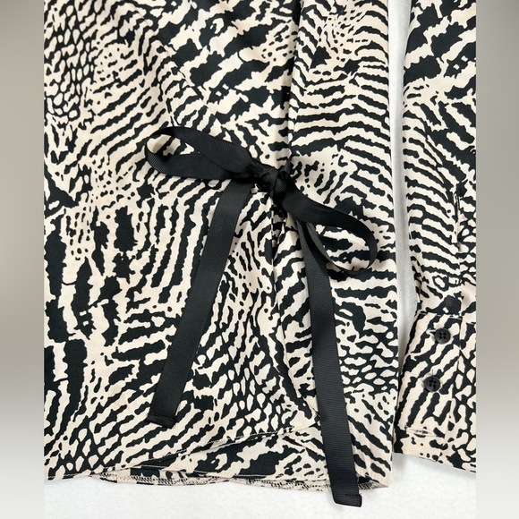 TOPSHOP Women’s Zebra Animal Print Draped Ribbon Side Tie Wrap Blouse Size‎ 2 - Picture 12 of 14